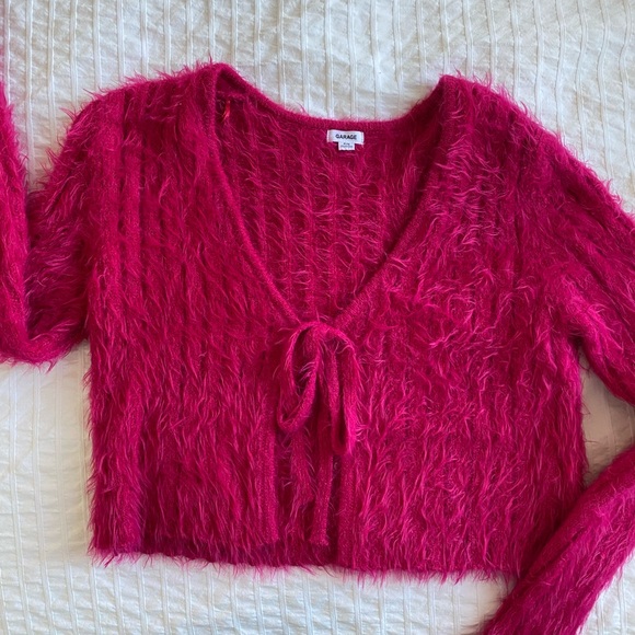 Cozy cropped tie front top - Picture 2 of 3